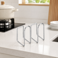 Stainless Steel Pan Lid Holder for Cupboard, Wall Mounted Pot Lid Rack, Drill U-Shaped Pan Organiser, Modern Polished Silver Kitchen Storage