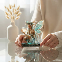 Fairy Holding Glowing Sphere Statue Stable Base Fairy Desktop Standee Elf Desktop Decoration Clean-Cut Edges 2D Flat Acrylic