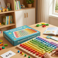 Printed Number Grid Multiplication Board Game Rainbow-Colored Wooden Multiplication Board Hands-on Learning Educational Toy Interactive