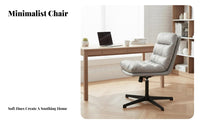Thickened Cushion Armless Vanity Chair Minimalist Design Armless Channel-Tufted Swivel Seat Space Saving Office Furniture Easy Assembly for Makeup Users, Home Workers, Students, Bedroom, Study Room