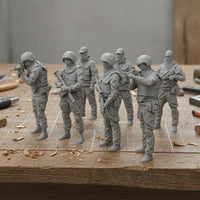 7 Pieces Unpainted Resin Soldiers One-Piece Three-dimensionalPrinted Infantryman Models Detailed Troop Miniatures for Painting, Display