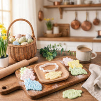 Happy Easter Cookie Stamp Food Easter Theme Cookie Biscuit Press Reusable 3D Biscuit Stamp for Home Cooks, Parents, Holiday Celebrations, Bakery