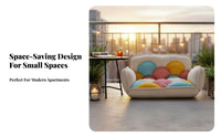 Foldable Design Convertible Cushioned Floor Sofa Space-Saving Household Furniture Multi-Purpose Loveseat Soft Cushioning for Small Apartment Dwellers, Young Adults, Homeowners, Bedroom, Balcony, Dorm Room