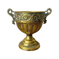 Gold Pedestal Urn Antique Style Tabletop Urn Tall Vessel for Wedding Planners, Interior Designers, Ceremony Decor