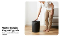 Large Capacity Marble Pattern Trash Can Easy to Clean Modern Decorative Trash Bin Long-Lasting for Living Room, Kitchen, Bedroom