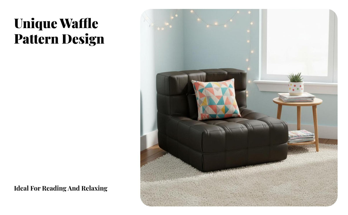 Soft Cushioning Waffle Couch Module High-Density Foam Filling Tufted Cube Chair Versatile Design Armless Block Sofa Soft Upholstery for Apartment Dwellers, Young Adults, Pet Owners, Bedroom, Reading Nook, Movie Night