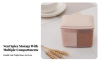 Multi-Compartment Seasoning Box Compartmentalized Design Divided Seasoning Holder with Lid Space Saving Divided Condiment Jar with Spoons