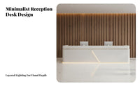 Modern Reception Desk Sturdy Construction Marble Pattern Service Desk Sturdy Structure Front Counter with Storage for Receptionists, Company Entrance