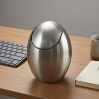 Desktop Trash Can Silver Small Garbage Bin Compact