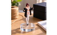Faux Fur Coat 1/64 Scale Female Figure Raised Arms Miniature Scene Figure Realistic Scene for Collectors
