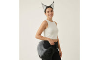 2 Pieces Animal Ears and Tail Faux Hair Feline Ears Headband with Tail Versatile for Cosplayers