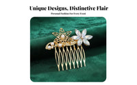 Decorative Hair Comb Foliage and Flower Design Crystal Hair Comb Shimmering Crystal S Elegant Design for Nuptial Celebrant