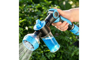 Transparent Reservoir Multifunction Spray Textured Grip Handheld Water Blue Accents Multi Function Water Jet Nozzle