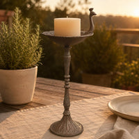 Pedestal Bird Feeder Flared Base Decorative Metal Avian Sculpture Feeder Tall Post for Patio