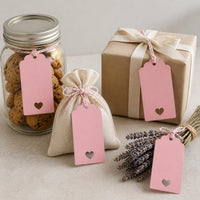 50-Pack Pink Gift Tags with 10m Jute Twine for DIY Craft & Packaging Decoration