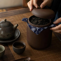 Yixing Zisha Clay Tea Caddy for Puerh Tea Storage, Large Handmade Chinese Style Tea Jar