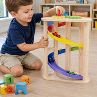Rotating Slide Track Toy Decorative Gears Wooden Car Track Toy Paint Children's Plaything