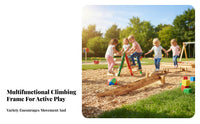 16 Pieces Childrens Balance Beam and Ladder Set Solid Wood Construction Kids Wooden Climbing Frame Set Weather Resistant Sensory Training Playset