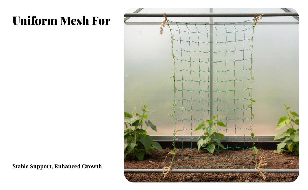 Multi-Purpose Vegetable Trellis Net Improves Air Circulation Plant Climbing Net High Strength Garden Trellis Netting Easy to Install for Gardeners, Commercial Growers, Homeowners, Farm, Greenhouse, Balcony, Grow Tents