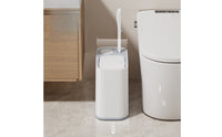 Automatic Bathroom Trash Can with Toilet Brush Rectangular Slim Trash Can with Wheels Space-Saving Wastebasket Wheeled