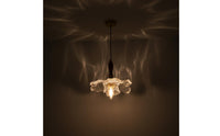 Soft Ambient Radiance Wood and Glass Hanging Lamp Adjustable Height Vintage Glass Ceiling Light Easy to Clean Braided Cord Ceiling Lamp for Kitchen Island, Balcony