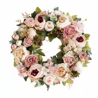 Artificial Peony Wreath Full and Full Artificial Flower Wreath Round Floral Circlet No Maintenance Home Decoration for Farmhouse