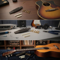 Wooden Guitar Bridge Assembly Replacement Acoustic Guitar Bridge Sturdy Hardware Long-Lasting for Guitarists