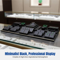 Thai Silk Jewelry Display Stand, Black suede, multi-shape holder for necklaces, rings, bracelets, crystals, ornamental stones