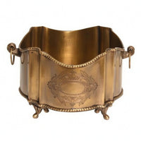 Footed Brass Vase Beaded Tboarder Fluted Brass Container Elegant Decor