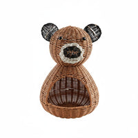 animal Shaped Basket Large Capacity Faux Rattan Animal Basket Sturdy Woven animal Storage Bin for Kids, Picnic, Nursery, Desktop