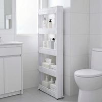 Narrow Rolling Cart Five-Tier Storage Cart Space-Saving Rolling Storage Rack for Washroom, Laundry Room, Apartments