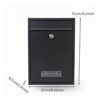 Secure Lockable Wall Mailbox Metal Mailbox with Keys Sturdy Wall-Mounted Letterbox Easy to Install for Front Porch, Office