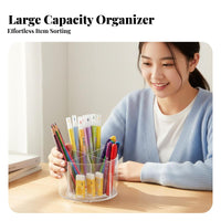 Multi-Compartment Desk Organizer Easy to Clean Rotating Pen Holder Large Capacity Rotating Pencil Holder for Home Office