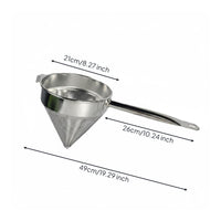 Conical Mesh Strainer Flat Handle Kitchen Utensil Hanging Hole