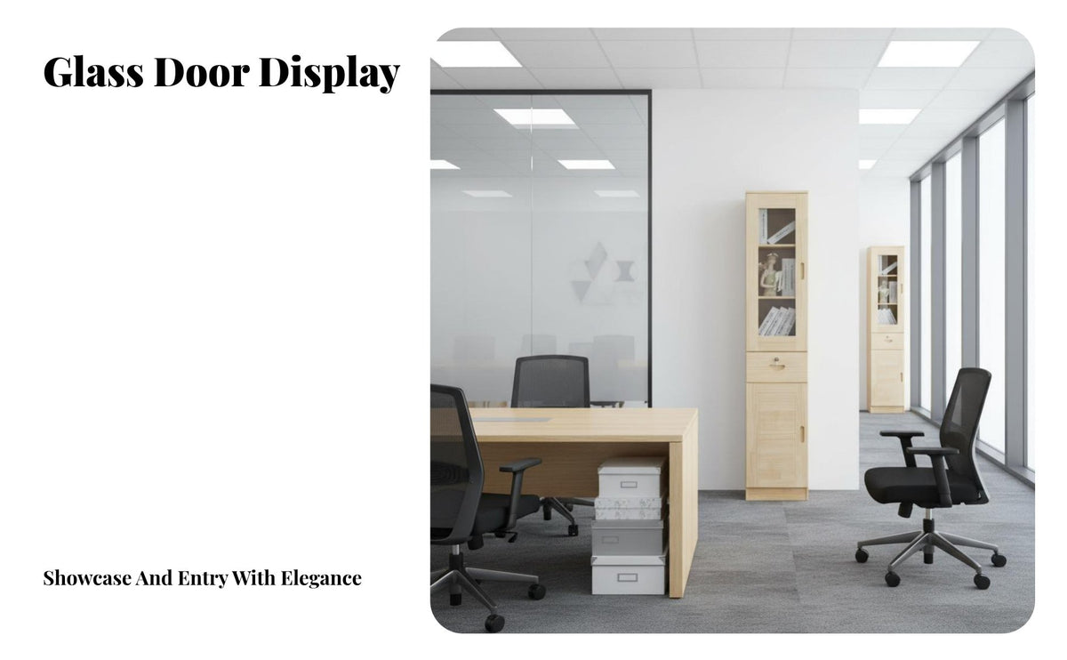 Modern Design Bookcase with Glass Doors Multi-Functional Glass Door Hutch Dust Protection Storage Furniture Sturdy Construction for Book Lovers, Collectors, Homeowners, Study Room, Home Office