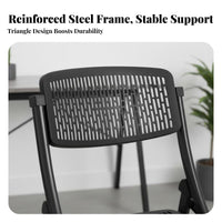 Foldable Vented Back Folding Chair With Backrest Indoor Seating Compact Desk Stool Ergonomic Design for Office Workers, Homeowners, Dorm Room, Small Areas, Garage, Outdoor Activities
