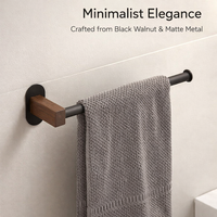 Bathroom Towel Storage and Rack Wall Mounted for Washroom, Minimalist Black Walnut Wooden with Bar for Homeowners