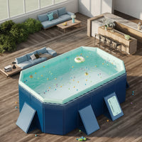 Rigid Frame Rectangular Pool with Support Braces Easy Setup Foldable Pool Sturdy Stable for Families, Kids, Backyard, Garden, Patio
