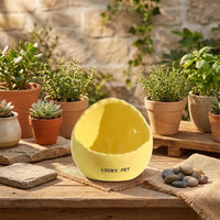 Ceramic Bird Feeder and Waterer, Small Eggshell Bird Feeder with Freestanding Design, Eggshell Water Bowl for Indoor Cage or Outdoor Use