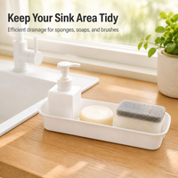 Kitchen Sink Organiser, Sponge Holder for Kitchen Sink with Perforated Drainage, Countertop Modern Rectangular Design