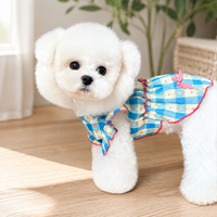 Small Dog Dress with Buttons, Princess Dog Dress for Special Occasions, Blue Plaid Dog Clothes for Small Dogs, Summer Puppy Clothes Girl