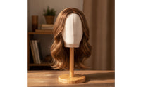 Hat Display Model Head with Wood Stand Cloth-Covered Hat Display Stand with Wooden Base Detachable Mannequin Head for Boutiques, Milliners