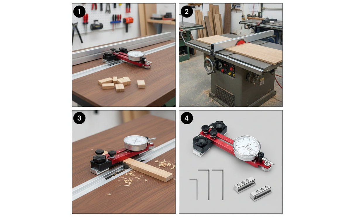 Table Saw Jig with Dial Indicator Table Saw Alignment Jig Extremely-High Precision for Woodworkers, Carpenters, Workshops