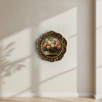 Ornate Round Photo Frame Vintage-Style Round Picture Frame Decorative Sturdy for Bedroom