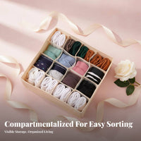 3 Pieces Underwear Compartment Organizer Foldable Multicompartment Storage Container