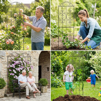 Black Iron Trellis for Garden Borders, Rust-Resistant Plant Support for Climbing Plants, Modern Decorative Metal Trellis