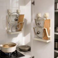 Suction Cup Wall-Mounted Pot Lid Holder & Cutting Board Rack