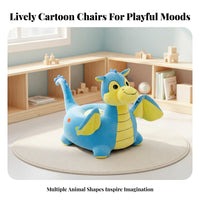 Embroidered Details Stuffed Chair Children's Cushy Seat Cushy Animal Chair Backrest Cute Crystal-Soft