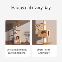 Solid Wood Floor-to-Ceiling Cat Tree Condo