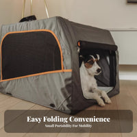 Portable Foldable Fabric Pet Crate Lightweight pet Transport Box Ventilated Mesh openings Dog Kennel Water-Resistant Base for Cat Owners, Travelers, Car Travel, veterinary Visits, holiday, Outdoors